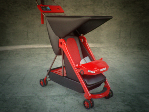 Infant Stroller with Automobile Motif