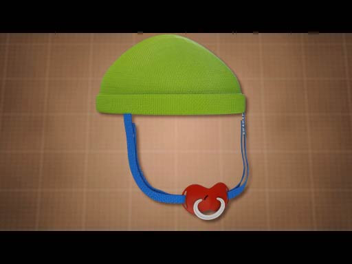 Infant Hat with Pacifier Retaining Strap