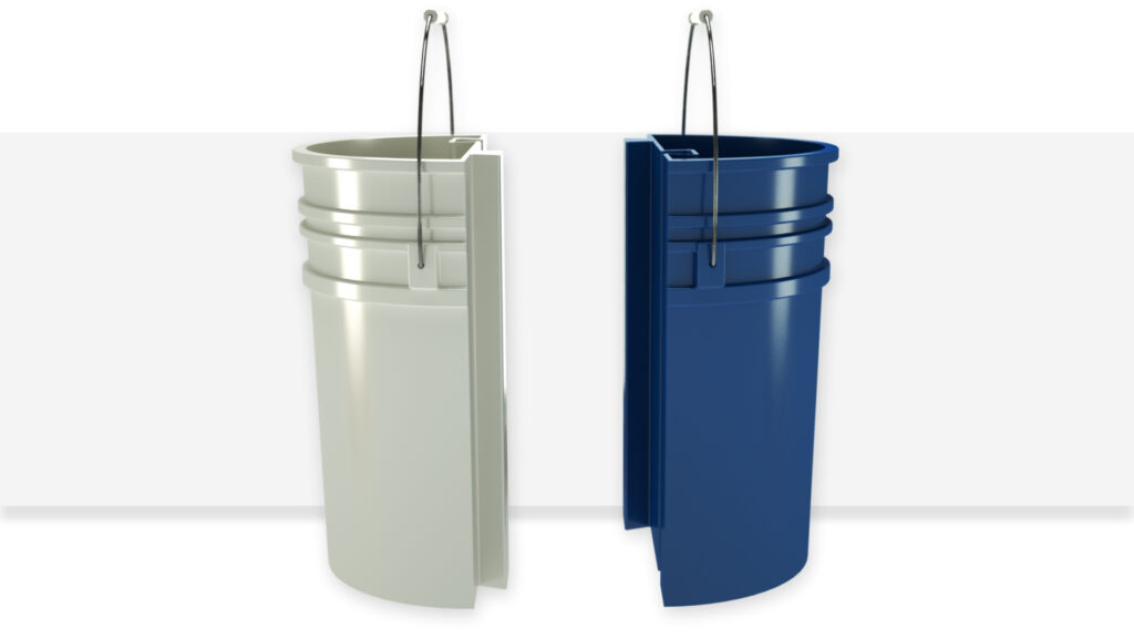 Segmented Bucket with Removable Halves